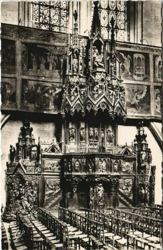 Carte postale ancienne Angers Interieur de la Cathedrale , la Chaire France à Angers