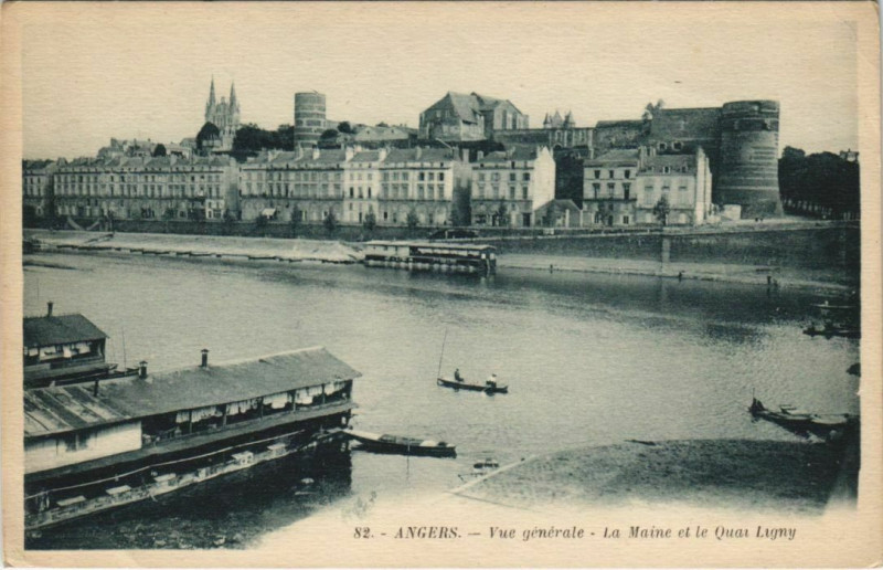 Carte postale ancienne Angers vue generale , La Maine et le Quai Ligny France à Angers