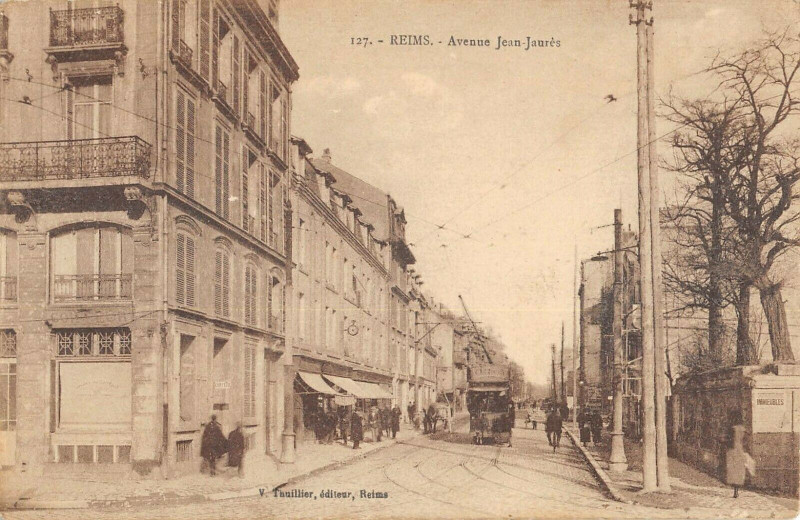 Carte postale ancienne Reims Avenue Jean Jaures (cliché pas courant à Reims