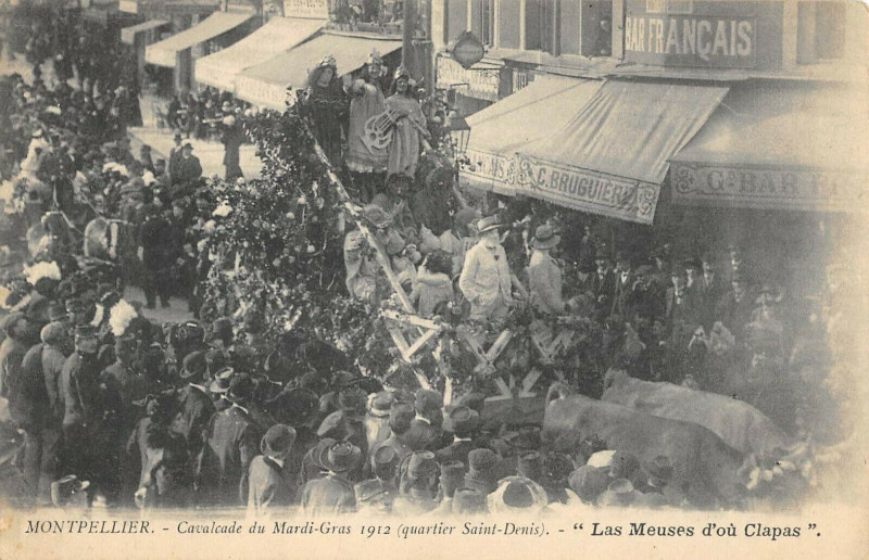 Carte postale ancienne Montpellier Cavalcade Du Mardi Gras 1912  Quartier Saint Denis à Montpellier