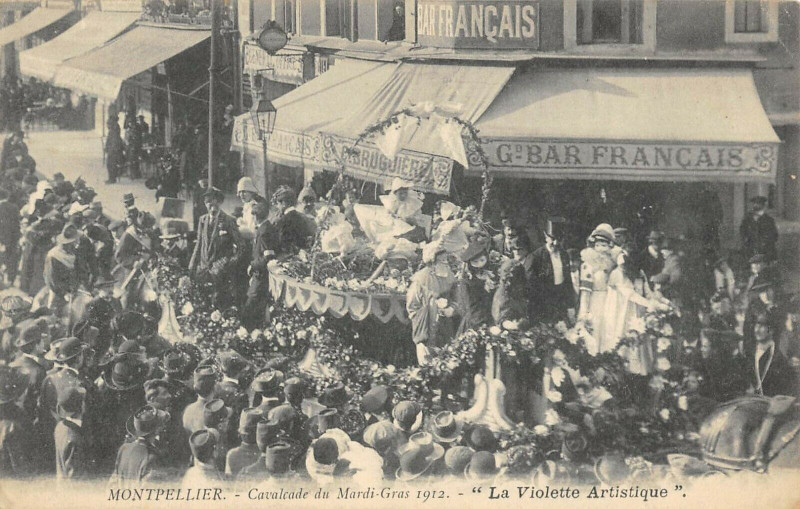 Carte postale ancienne Montpellier Cavalcade Du Mardi Gras 1912 à Montpellier