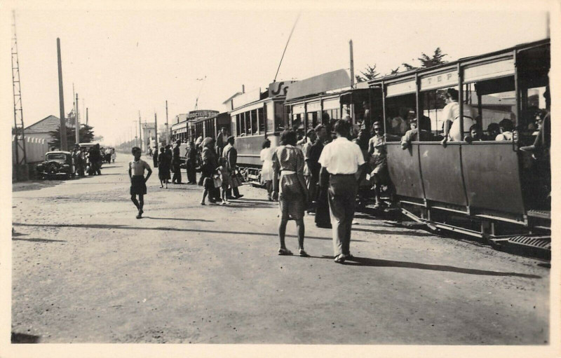 Carte postale ancienne Canet Plage Depart Du Tramway De Perpignan à Perpignan