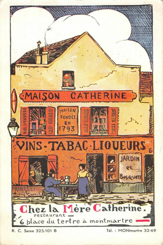 Carte postale ancienne Chez la Mère Catherine - restaurant à Paris 18e
