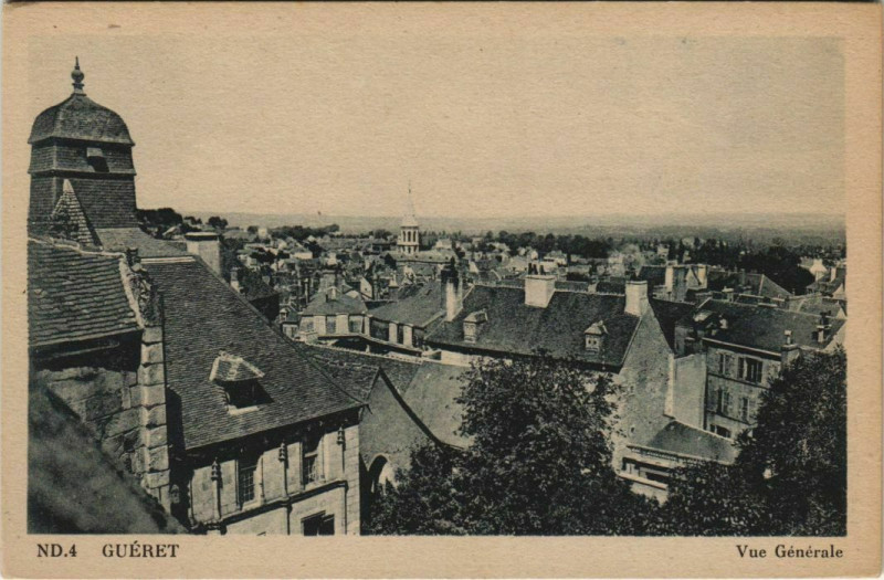 Carte postale ancienne Gueret Vue Generale