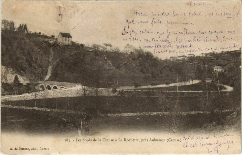 Carte postale ancienne La Rochette Les Bords de la Creuse a La Rochette - pres Aubusson à Aubusson