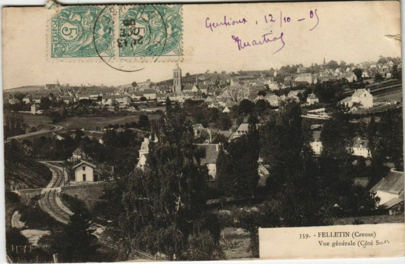 Carte postale ancienne Felletin Vue Generale - Cote Sud à Felletin