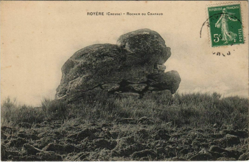 Carte postale ancienne Royere Rocher du Crapaud