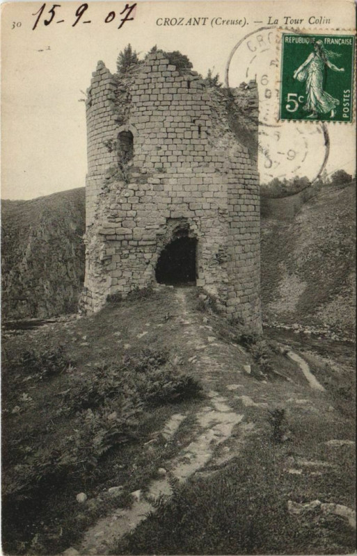 Carte postale ancienne Crozant La Tour Colin à Crozant