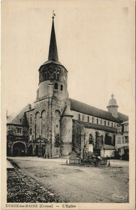 Carte postale ancienne Evaux-les-Bains L'Eglise