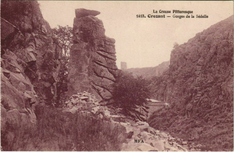 Carte postale ancienne Crozant Gorges de la Sedelle à Crozant