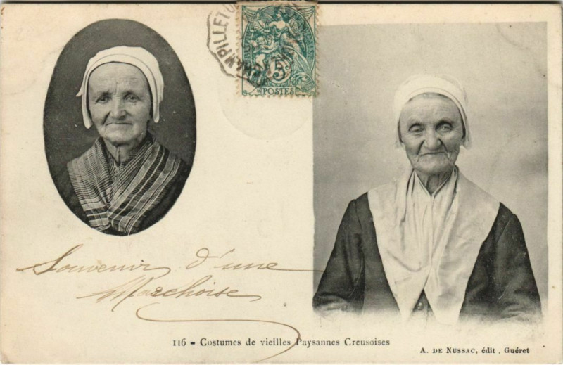 Carte postale ancienne Costumes de Vieilles Paysannes Creusoises