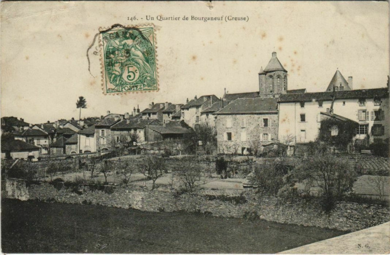 Carte postale ancienne Bourganeuf Un Quartier de Bourganeuf à Bourganeuf