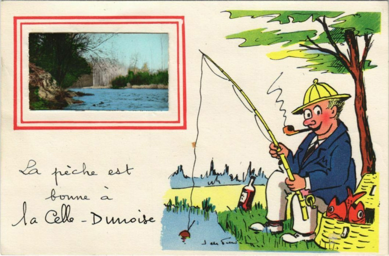 Carte postale ancienne Creuse - River Scene - Fisherman
