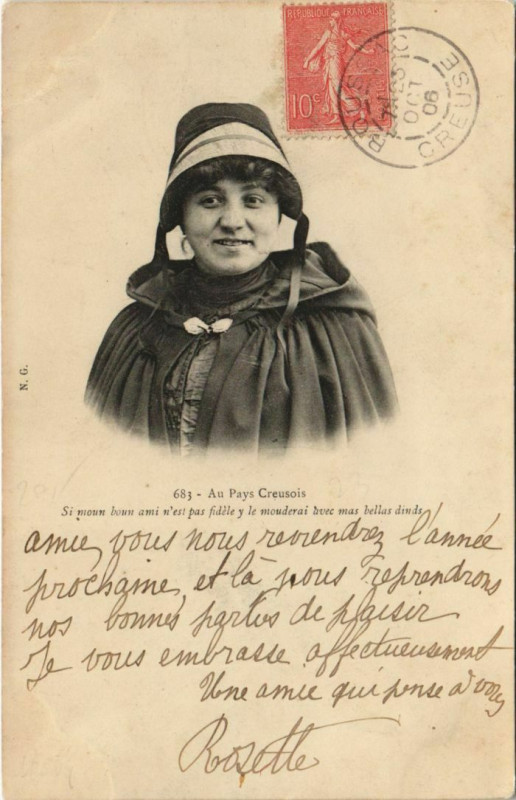 Carte postale ancienne Au Pays Creusois - Femme - Type