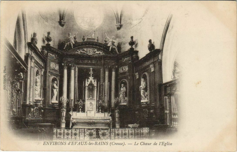 Carte postale ancienne Environs d'Evaux-les-Bains - Le Choeur de l'Eglise