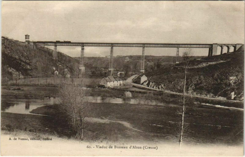 Carte postale ancienne Viaduc de Busseau d'Ahun à Ahun