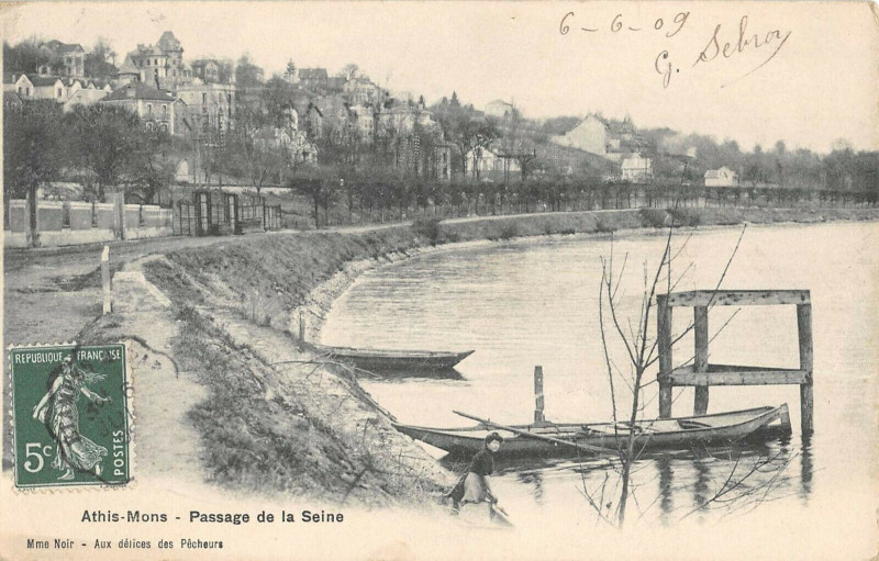 Carte postale ancienne Athis Mons Passage De La Seine à Athis-Mons