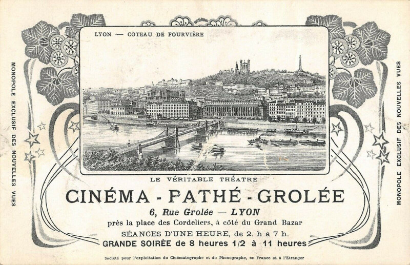 Carte postale ancienne Lyon Cinema Pathe Grolee Coteau De Fourvieres à Lyon