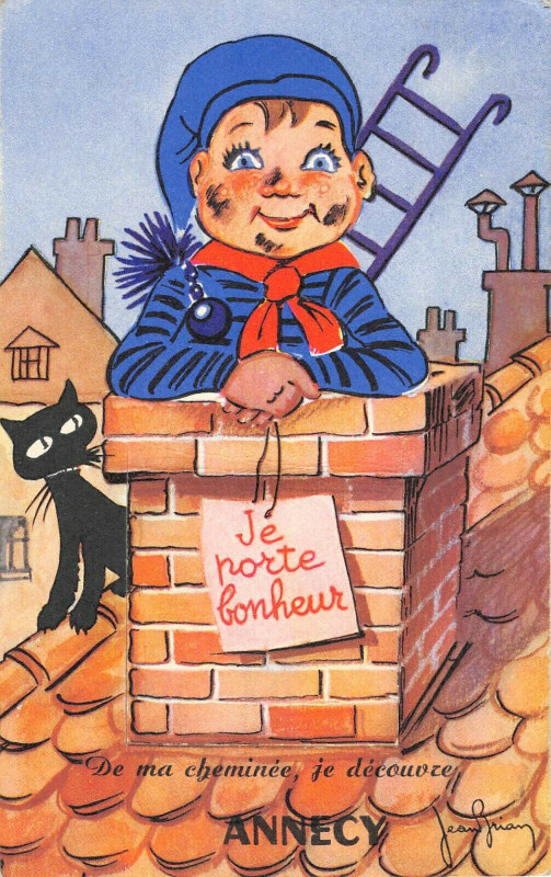 Carte postale ancienne Jolie Cpa A Systeme Avec Un Ramoneur Annecy à Annecy