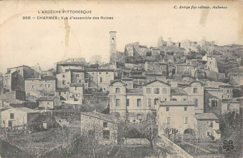 Carte postale ancienne Charmes Ardeche Vue D'Ensemble Des Ruines