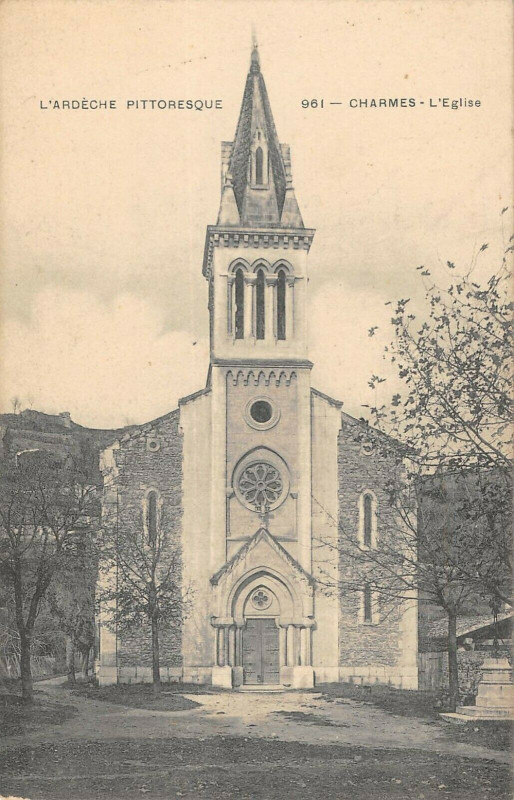 Carte postale ancienne Charmes Ardeche Eglise