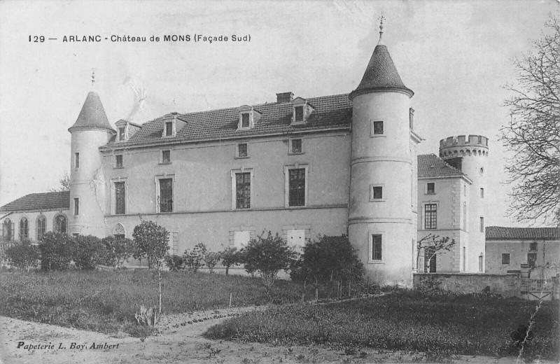 Carte postale ancienne Arlac Chateau De Mons Facade Sud à Mons