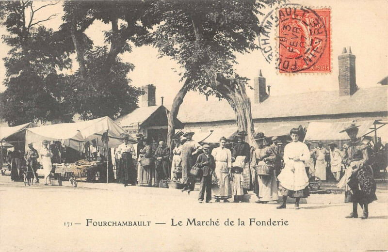 Carte postale ancienne Fourchambault Le Marche De La Fonderie à Fourchambault