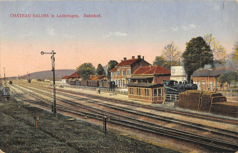 Carte postale ancienne Chateau Salins Bahnhof Gare Train