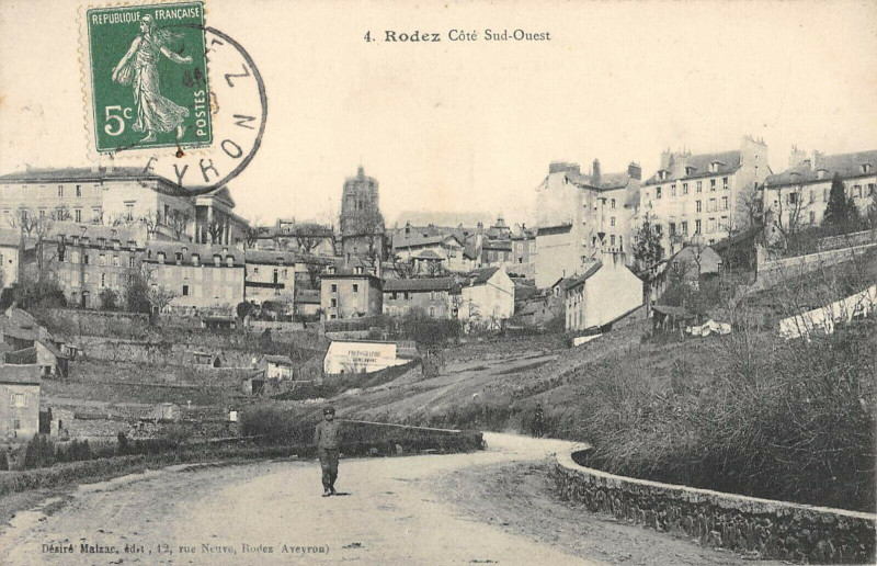 Carte postale ancienne Rodez Cote Sud Ouest à Rodez