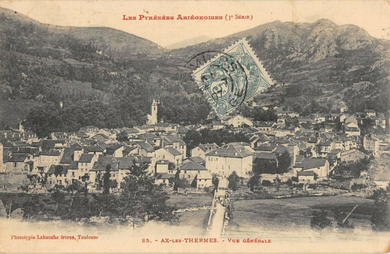 Carte postale ancienne Ax Les Thermes Vue Generale à Ax-les-Thermes