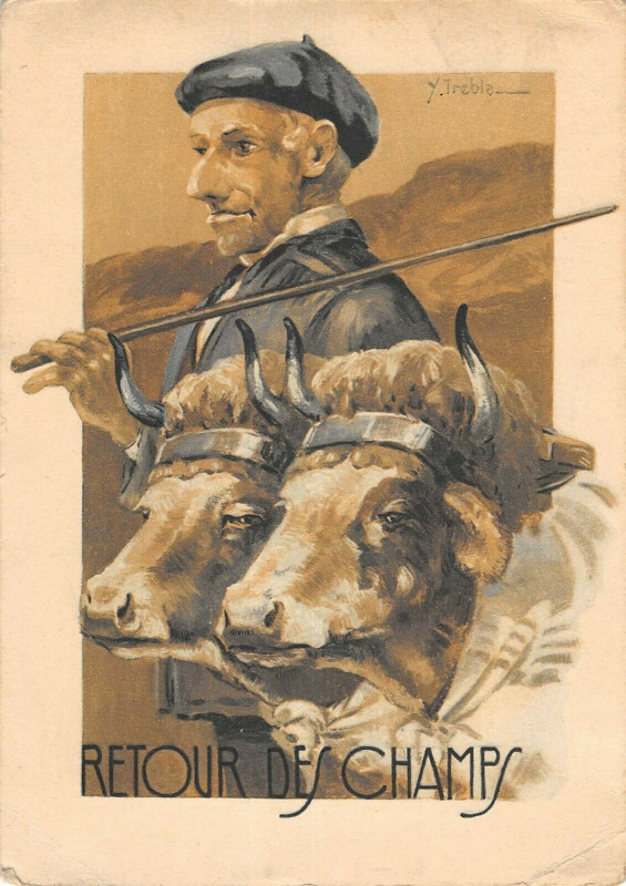 Carte postale ancienne Cpa Illustrateur Bearn Bigorre Retour Des Champs