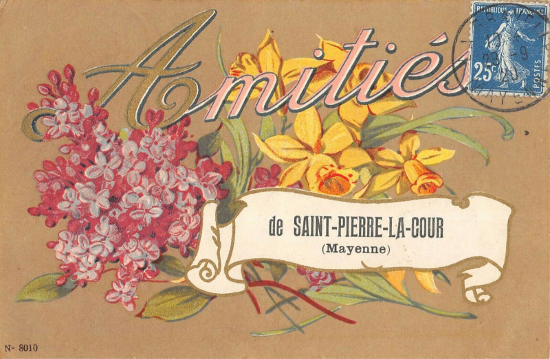 Carte postale ancienne Amities De Saint Pierre La Cour à Saint-Pierre-la-Cour