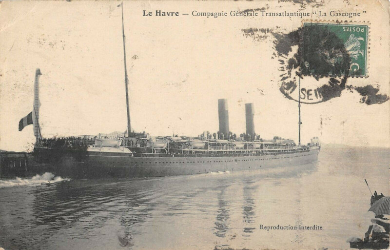 Carte postale ancienne Le Havre Compagnie Generale Transatlantique La Gascogne au Havre