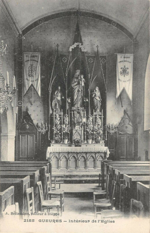 Carte postale ancienne Gueures Interieur Eglise à Eu