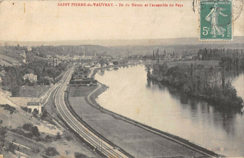 Carte postale ancienne Saint Pierre Du Vauvray Ile Du Heron Et Ensemble Du Pays à Saint-Pierre-du-Vauvray