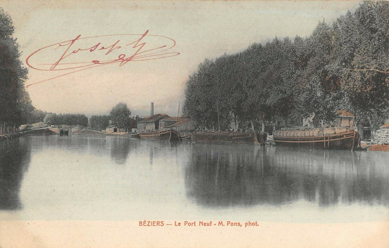 Carte postale ancienne Beziers Le Port Neuf