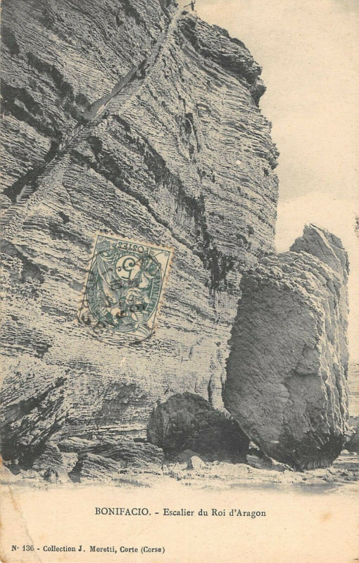 Carte postale ancienne 20 Corse Bonifacio Escalier Du Roi D'Aragon à Bonifacio