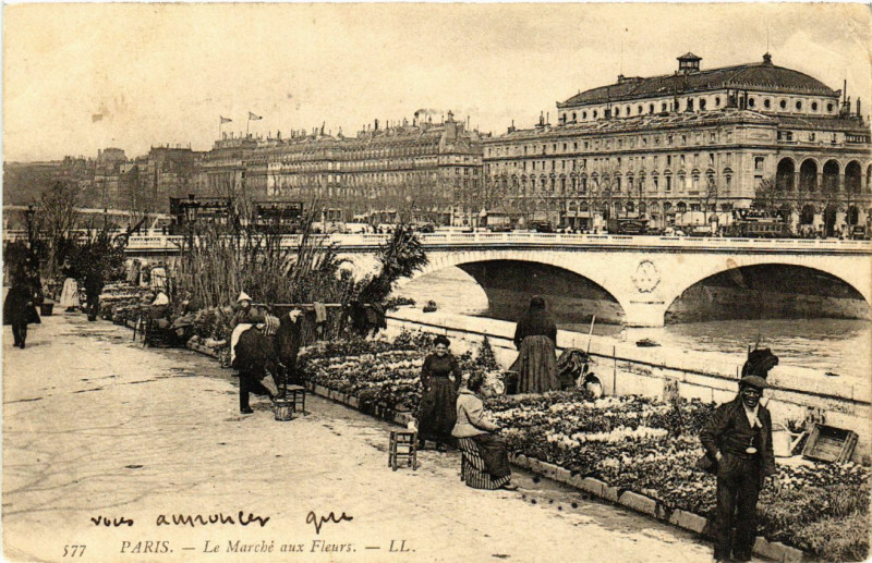 Carte postale ancienne Paris 4e Le Marché aux fleurs. à Paris 4e