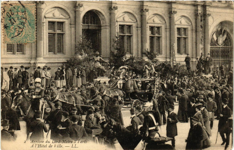 Carte postale ancienne Paris 4e Arrivée du Lord Maire a L'Hotel de Ville à Paris 4e