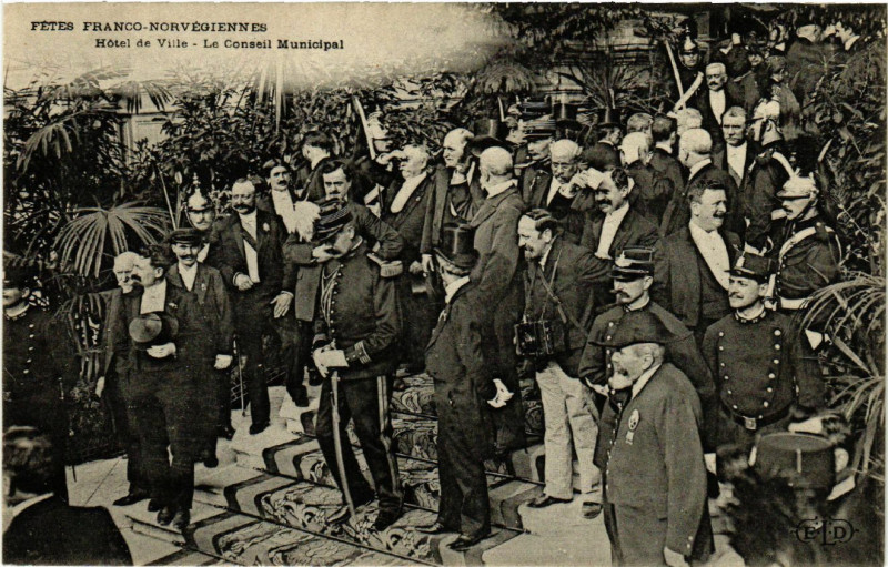 Carte postale ancienne Paris 4e Fetes Franco-Norvegiennes. Hotel de Ville, Conseil à Paris 4e