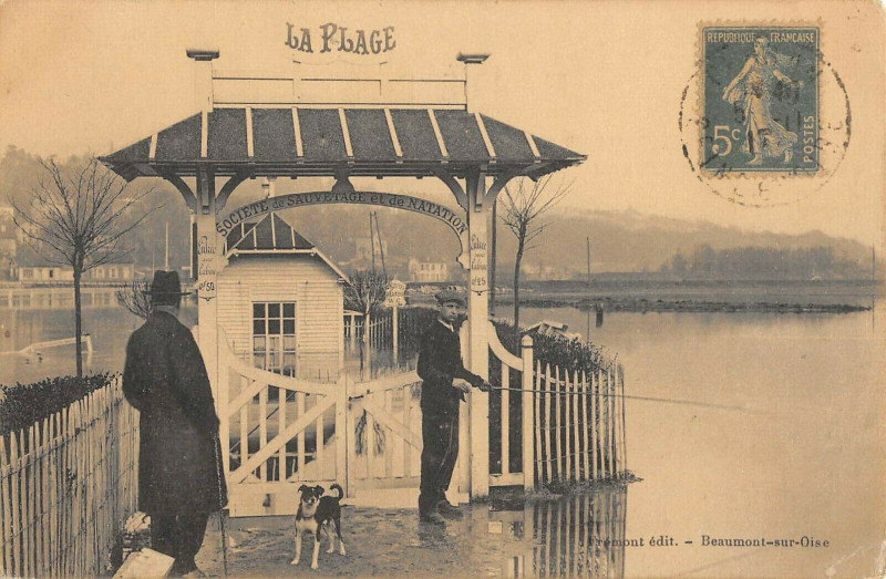 Carte postale ancienne Beaumont Sur Oise La Plage Societe De Sauvetage Et De Natation à Beaumont-sur-Oise