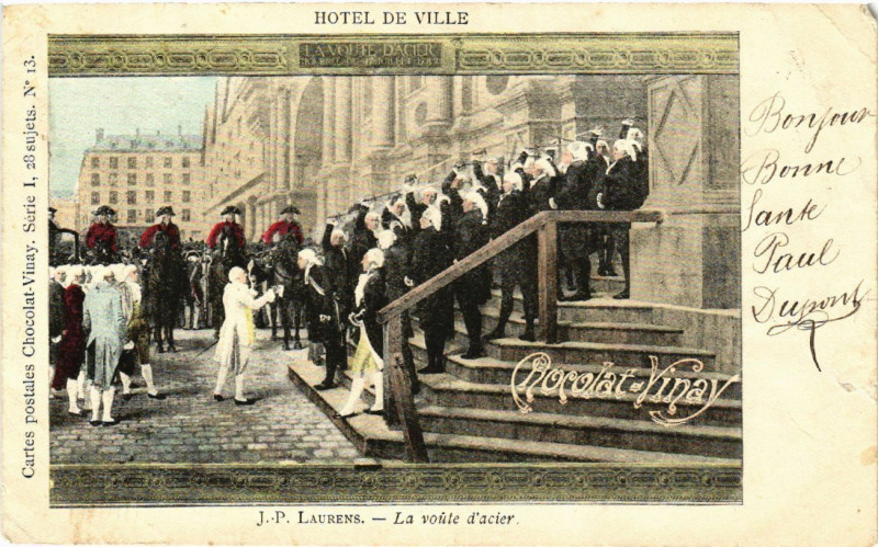 Carte postale ancienne Paris 4e Hotel de Ville. J. P. Laurens La voute d'acier à Paris 4e