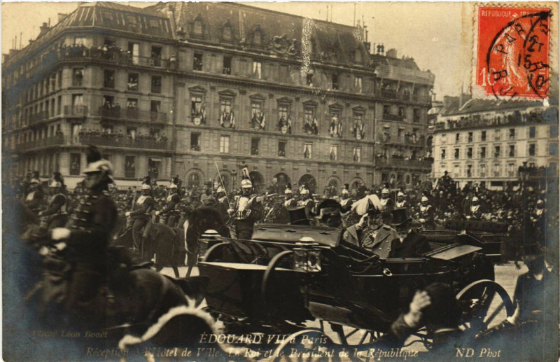 Carte postale ancienne Paris 4e Edouard Vii. Reception a l'Hotel de Ville à Paris 4e