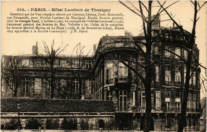 Carte postale ancienne Paris 4e Hotel Lambert de Thorigny à Paris 4e