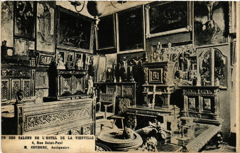 Carte postale ancienne Paris 4e rue St. Paul. un salon de l'Hotel de la Vieuville à Paris 4e