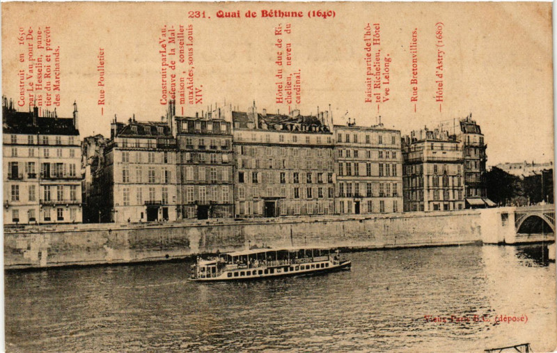 Carte postale ancienne Vieux Paris 4e quai de Bethune. à Paris 4e