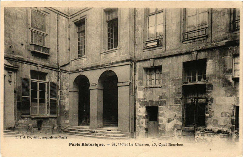 Carte postale ancienne Hôtel Le Charron, 15, Quai Bourbon à Paris 4e