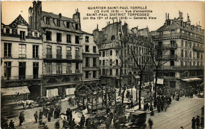 Carte postale ancienne Paris 4e Quartier St. Paul torpille. vue d'ensemble à Paris 4e