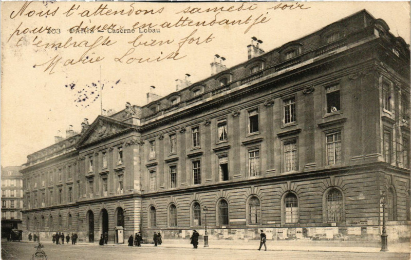 Carte postale ancienne Paris 4e Caserne Lobau à Paris 4e