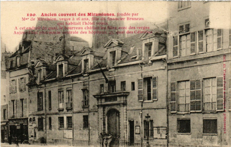 Carte postale ancienne Vieux Paris 4e Quai des Celestins. Ancien couvent des Miramiones à Paris 4e
